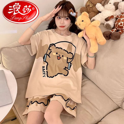 浪莎特大码睡衣女夏款2025新款夏季短袖短裤甜美两件套学生女家居服套 694卡皮巴拉[单套] M码建议[70-95斤] 均码