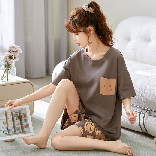 Calculate / Keen (Calculat / Keen) CK Pajamas pour femmes en été coton pur style mignon de style coréen étudiant à manches courtes courtes à manches courtes à manches courtes et à l'automne Summer GXT6630 L (recommandé 95-115jin [Jin est égal à 0,5 kg]))