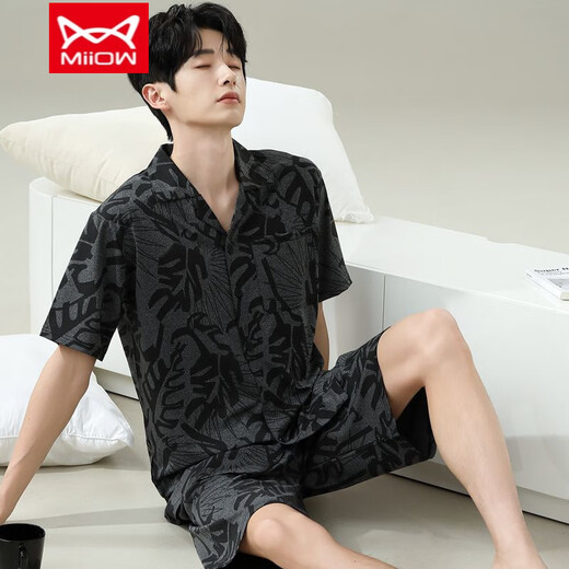 Catman (Miiow) Pyjamas Herren Sommer-Kurzärmel-Shorts im Sommer Dünne Männer-Männer-Stil können an der Außenseite locker und lässig und locker mit großer Heimkleidung 6624 Männerstil 3xL Standard (High 185200 Jin [Jin gleich 0,5 kg]) getragen werden.