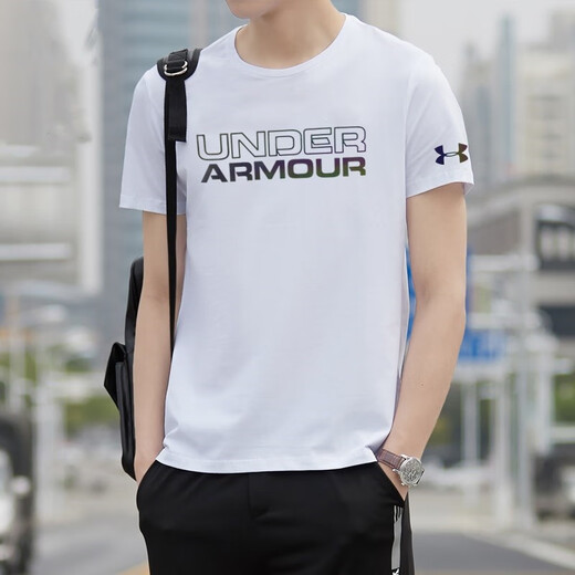 Under Armour UA new sports summer solid color ins round neck T-shirt short-sleeved men and women half-sleeved casual loose fashionable breathable Korean version 11980T-shirt black M