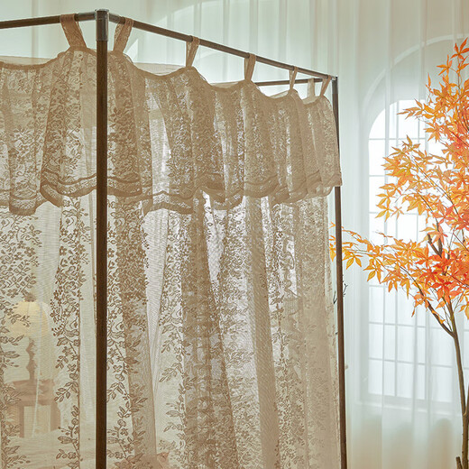2025 Children's Mosquito Net Nouvelle chambre française Palais de luxe Palais Home Bed rideau clair luxe à trois portes Princesse Style Landing Urban Mosquito Net-902 Rose Manor-Cream Abricot 150 * 200cm