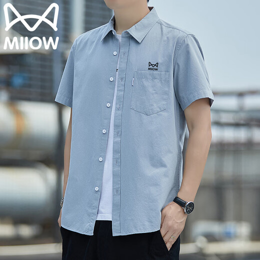 
Cat man Father's Day gift short-sleeved shirt men summer outdoor jacket lapel half-sleeved shirt casual business men