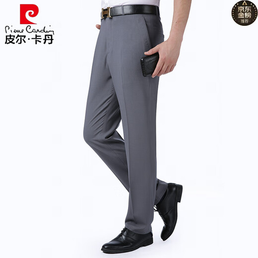 Pierre Cardin (Pierre Cardin) Pantalones casuales de seda de mulberry Men de verano Pantalones formales de negocios de mediana edad y ancianos sin planchar pantalones delgados Pantalones rectos informales 869-Dou Green M Tamaño 29 Circunción de la cintura 2.2 pies = 73C