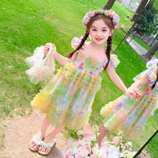 Girls Skirt Summer 2025 New Style Children's Dress Sleeveless Summer Princess Dress for Little Girls Super Beautiful Picture Color 120 cm