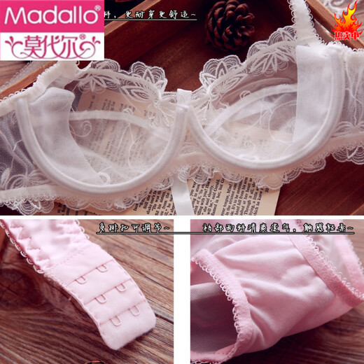 Modal Sexy Style Mesh Spitze Unterwäsche Frauen -BH -Set Europäische und amerikanische atmungsaktive BH ohne Schwamm schwarz M 75b = 34B+ Unterwäsche