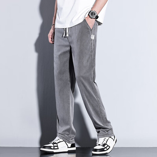 Pang Donglai DL casual pants men 2024 new fashion brand straight loose men's pants Tennis wide-leg men's long pants men's summer thin style HJ1048 black + HJ1048 light blue L [29-30 sizes]