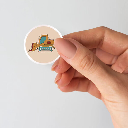 TKHE dessin animé professionnel voiture collection voiture apprentissage anglais étiquette autocollante jouets pour enfants récompense reconnaissance autocollants ingénierie véhicule-petite pelle-2.5 cm/500 pièces/