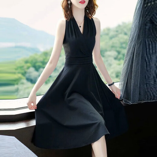 Tissu de baicao [3884 personnes collectent] la jupe à suspense 2025 Fairy Fairy Fery Mm Slim et grande robe rouge, Black à manches courtes + Suspenders Red S [Recommandé 80-90 Jin [Jin est égal à 0,5 kg] usure]