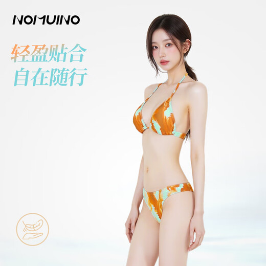 Nomuyi swimsuit women's retro new bikini four-piece long-sleeved sunscreen covering conservative high-end island resort hot spring high-end four-piece set M recommended 95-105 Jin Jin equals 0.5 kg