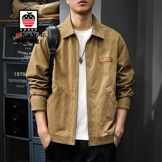 AEMAPE2025 Spring and Autumn New Casual Lapel Jacket Jacket Men's High-end Handsome Men's Detroit Cotton Workwear Top 6085 Dark Gray Regular XL Recommendation 140-160Jin Jin equals 0.5 kg