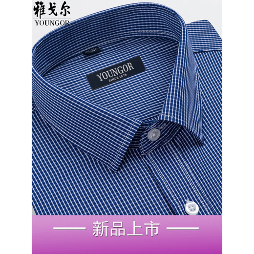 Yager long-sleeved shirt men's 2025 new spring and autumn pure cotton free ironing casual plaid formal shirt long-sleeved 6630 38 suggestions [70-95Jin [Jin equals 0.5 kg]]