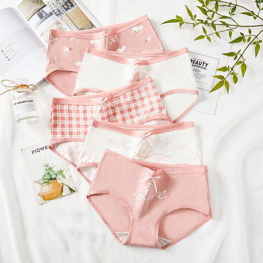 5 Boxed Student sexy Unterwäsche für Frauen 100 voll ausgestattete Baumwoll-Baumwoll-Baumwoll-Sinne 1585 süßer Blumenstil 160/M80-96jin [Jin gleich 0,5 kg]