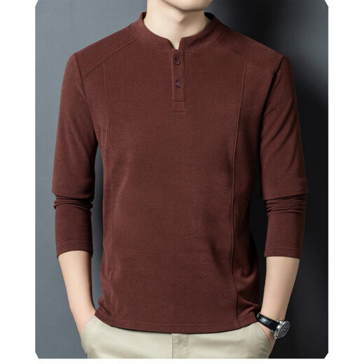 POLO SPORT autumn and winter double-sided German velvet bottoming shirt men's Henry collar trendy versatile long-sleeved T-shirt stand-up collar sweatshirt for men black M recommended 90-115Jin Jin is equal to 0.5 kg