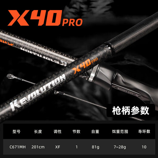 Jiyu Luya Rod X40 Mango de pistola Soporte de ajuste recto Competitive Soporte de alto carbono PISO MANDARIN PESCO NEGRO PITO 2.01M SINCELECCIÓN X40C671MH