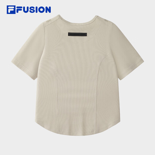 
FILA FUSION women's knitted short-sleeved shirt 2025 autumn new fashionable casual tight T-shirt wheat flour grey-GY M 165/84A/M