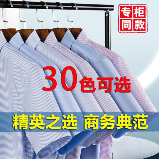 七匹狼（septwolves）商务短袖衬衫男支持定制职业装通勤短袖衬衣亲肤透气百搭半袖上衣 DX6636 39
