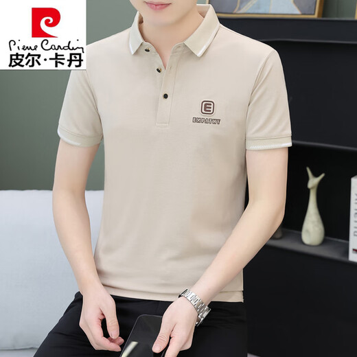 皮尔卡丹翻领刺绣polo衫2025夏季新款棉质短袖t恤男装商务休闲绣花衫男装 白色 723款翻领 M 85-110斤