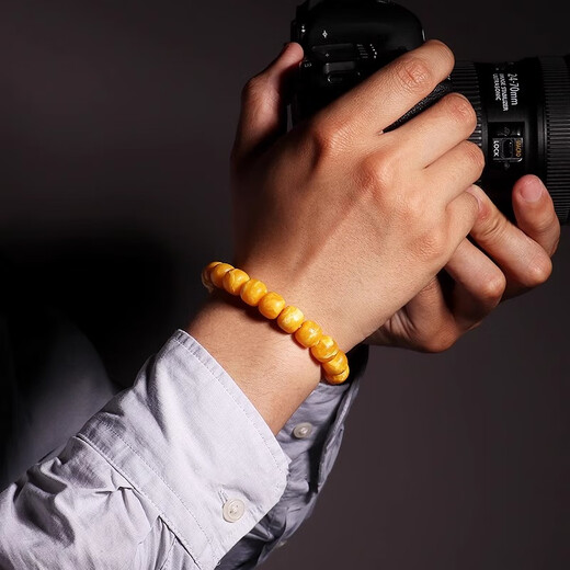 Jiuseyun Seiko Authentic Original Mineral Russian Material Orange Peel Old Beeswax White Flower Tiger Skin Pattern Old Style Single Circle Bracelet Buddha Beads Wenwan Bracelet Orange Peel Old Flower Wax Single Circle 7mm