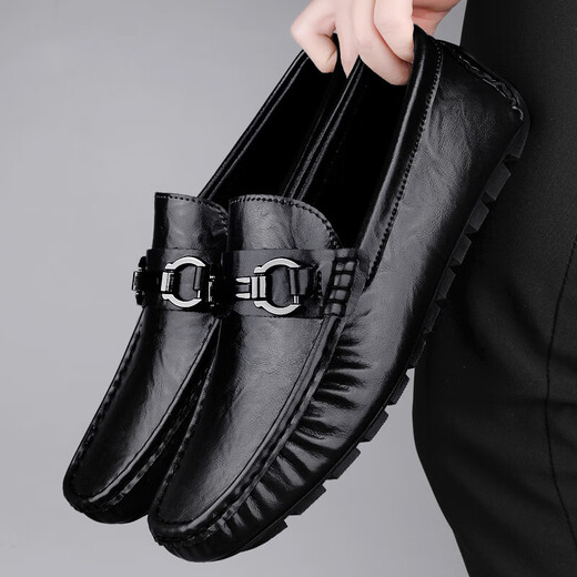 Men's shoes, cowhide and breathable business casual shoes, new summer style men's casual shoes, leather shoes, genuine leather breathable casual shoes, black 9923 40 (250mm)