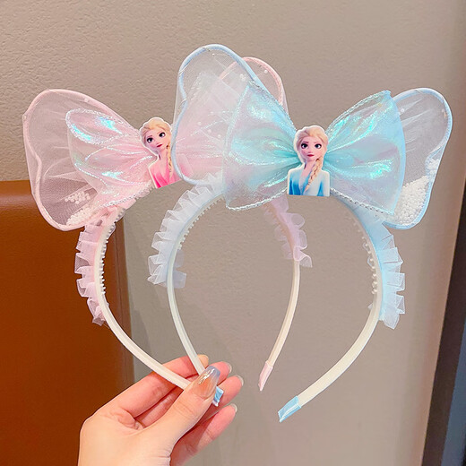 XPEL children's luminous mesh headband girl Princess Elsa birthday headdress girl super fairy hair accessories baby headband hairpin blue Princess Elsa luminous headband 1 pack 1 pc