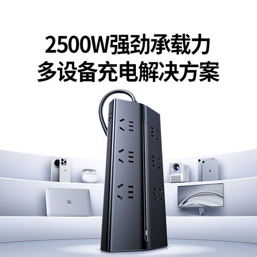 Greenlink T6 trapezoidal multi-function plug-in strip gallium nitride 65WPD fast charging socket USB desktop charging station new national standard anti-overload dormitory computer plug-in board 6-digit total control 3 meters