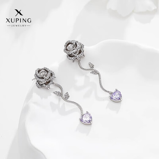 XUPING Xuping JewelryXUPING Xuping Jewelry Fashion Paris Rose Series French Gentle Earrings Lime Green