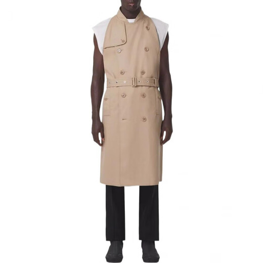 Burberry (BURBERRY) New Year's gift Burbrry FW22 solid color sleeveless double-breasted windbreaker men's khaki khaki same style for men and women one size 48