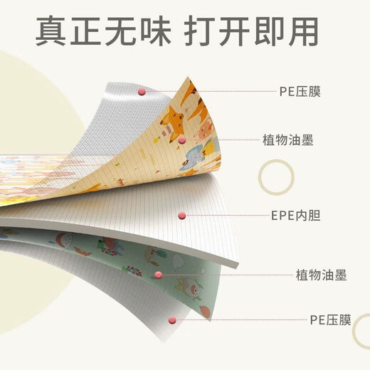 爬行垫婴儿无毒无甲醛宝宝爬爬垫整张双面客厅家用儿童防滑地垫子 双面图案【180x200cm款式随机】 防潮隔凉（厚度1.5CM）折叠发货