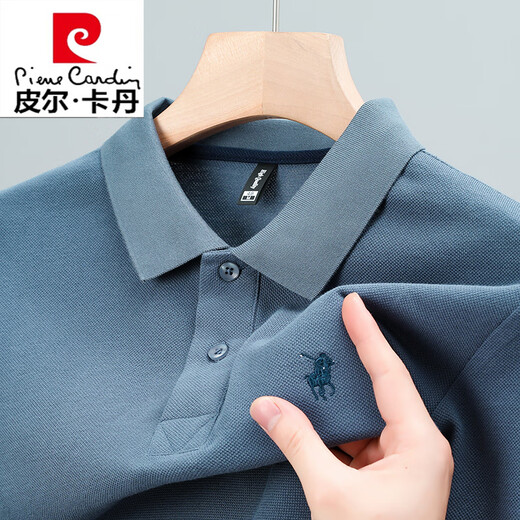 Pierre Cardin reines Baumwollpolo-Hemd Pony Logo Sommer kurzärmelig T-Shirt Herren-Revers-T-Shirt Top Strick 6626 Weiß Langarm M 48/