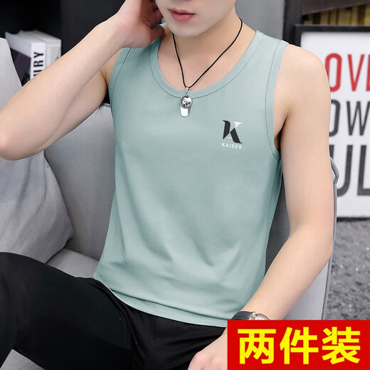 MOJY men's vest in summer wear pure cotton men's clothing 2025 new thin sleeveless sleeveless wear youth suspender m9793 white M suggests 85Jin [Jin equals 0.5 kg] to 100Jin [Jin equals 0.5 kg]