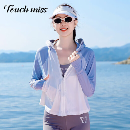 Tachimis Touchez les vêtements de protection solaire en vrac simple et simple pour les femmes 2025 Été Nouveau style mince mince épissage épissant mince à capuche à capuche à la brume glacée M 80-115jin [Jin est égal à 0,5 kg]