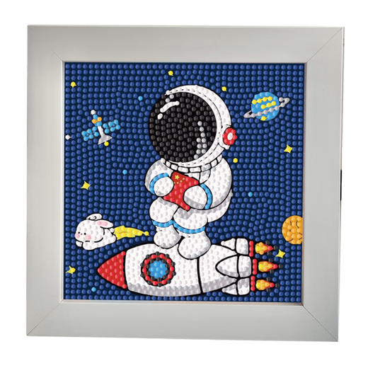 Astronauten und Kinder handgefertigtes DIY Diamond Stickers Material Pack Kindergärtnerinnen für frühe Bildung Paste Geschenk 7029 bezieht sich darauf, wer Geld verdient [Holzrahmen + Werkzeuge + Farbbox]