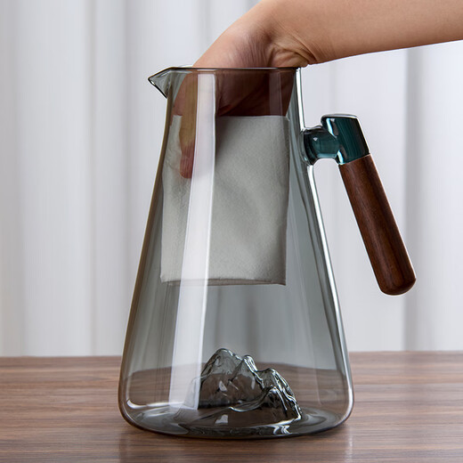 Fu Jian cold kettle, cold kettle glass, high temperature resistance, household large-capacity cold boiled water cup, fruit camellia teapot, refrigerator kettle, kettle set, one pot with six cups + cup holder + tea tray, Guanshan cold kettle