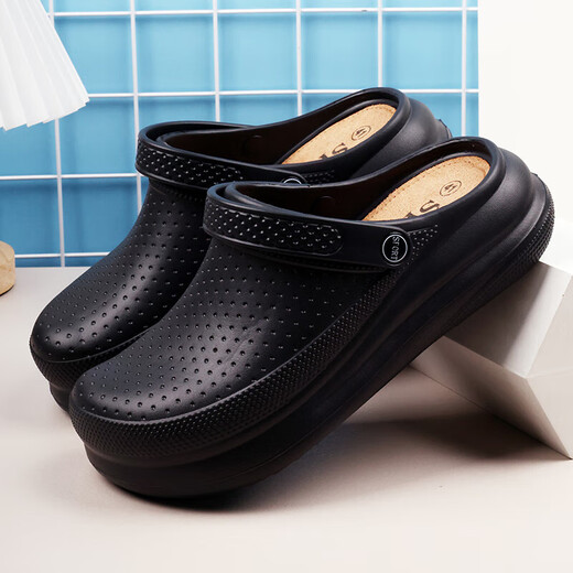 Baotou Slippers for Men's Summer épaisse épaisse tendance non glissée Tendance polyvalente Chaussures de plage confortables Brestables Slippers décontractées noir 42
