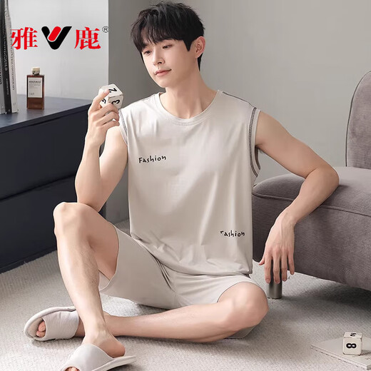 Yalu Herren-Pyjamas Sommermodal Ice Silk Weste Shorts Anzug Teenager große ärmellose Hauskleidung A-12027 3xl