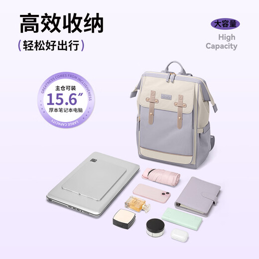 POLO双肩包女电脑包15.6英寸iPad笔记本背包通勤短途书包差旅行李包