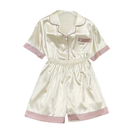 
Yu Zhaolin (YUZHAOLIN) 2024 new ice silk pajamas for women short-sleeved summer thin silk for outdoor wearable home clothing suit spring and summer light yellow #YX-9214 2XL [131-145]Jin[Jin equals 0.5 kg]