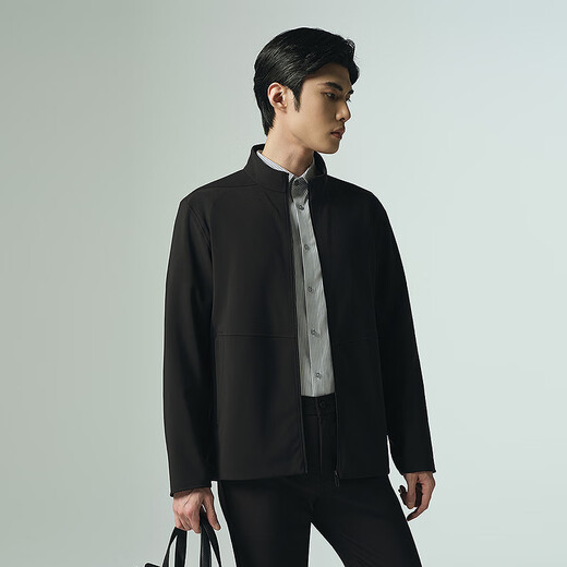 Lilan chaqueta impermeable de otoño para hombre, chaqueta con calefacción por infrarrojos lejanos y cuello levantado, nueva chaqueta sencilla de otoño para hombre de negocios, negro 2XL 180/96A