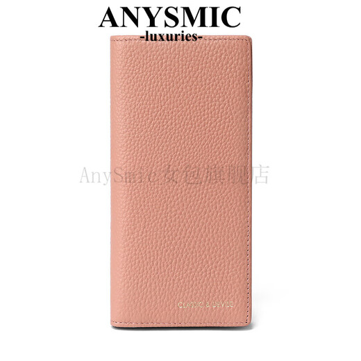 Anysmic Luxury High-End-Marke-Tasche Frauenbeutel Cowide Wallet Long Folding Wallet Wallet Ticket Clip Retro Clutch Rosa