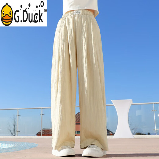 G.DUCKKIDS女童套装夏季儿童衣服2025新款洋气大童运动裤短袖阔腿裤女孩夏装 9889白色15029粉色 170 cm