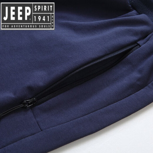 JEEP SPIRIT cotton sports cropped pants men's summer loose straight large size stretch breathable comfortable casual shorts 6169 black close M