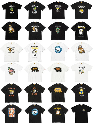 American Trendy Brand Human Makon Year Year Limited kurzärmelige Männer Paar Sommer Cartoon Tier T-Shirt Frauen Top 3886 Black S