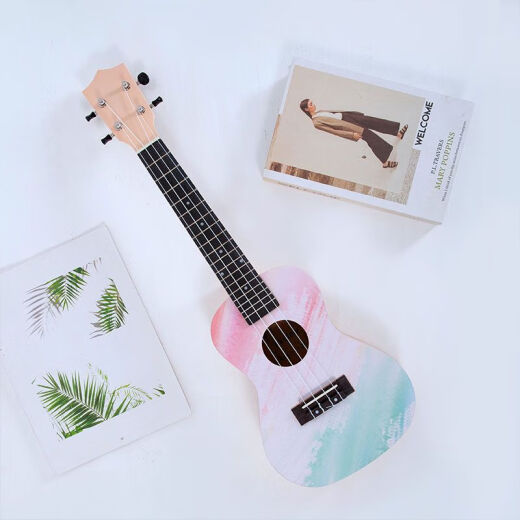 
ALOHA Ukulele Beginners Men, Girls, Students, Children's High-Precision Instrument Small Guitar Fresh Graffiti Painting Graffiti-Purple 21 Inches