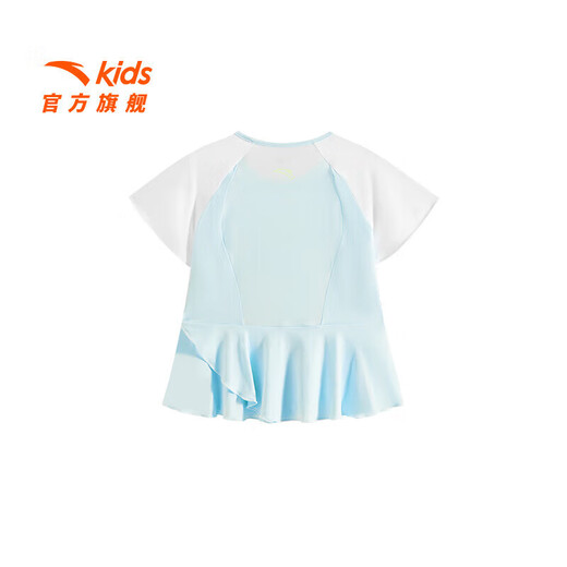 安踏（ANTA）儿童T恤女小童装2025年夏季新款跑步女童水冷V凉感透气短袖短t 柯灵蓝-1 100