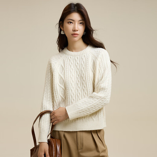 Romon (Romon) Pullover für Frauen dicke Rutennadel 100% Wolle 2025 Frühling und Herbst Neue Mode Retro Jacquard Lose Pullover Wanzunhong All Size