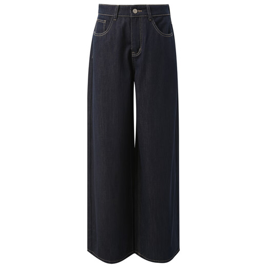Three Color [not easy to fade] 2025 summer new casual jeans loose wide-leg pants trousers slimming M deep sea blue S 155/64A