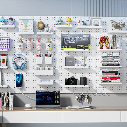 Jidaocook 16mm perforated board accessories hook e-sports wall hanging basket storage rack storage diy round hole universal magnetic suction U-shaped 2 pcs + L-shaped 5 pcs + J-shaped 5 pcs Hook installation 16mm hole spacing / 6mm aperture