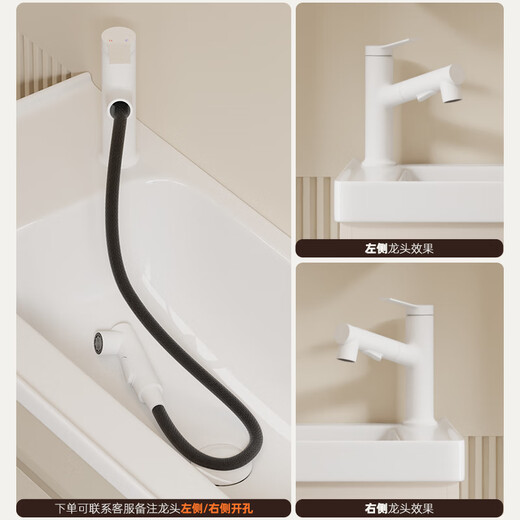 NEWNAIS BORDE NEGRO DE LA ENCUENTRA 41cm Cerámico Integrado Integrado Cuenca de lavado de baño Baño de baño Gabinete Combinación de baño Combinación de baño 12041 Gabinete colgante de caqui + gabinete de espejo ordinario (juego completo de accesorios de grifo)