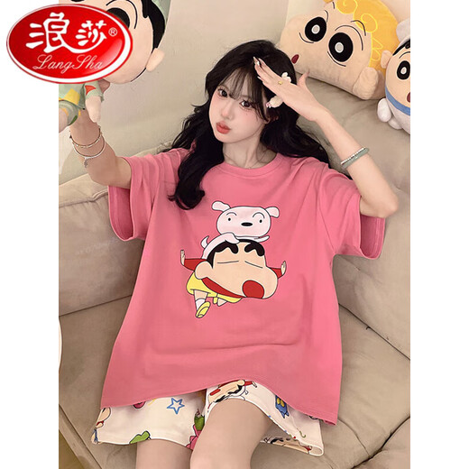 Langsha Hellokitty Pyjamas für Frauen 2025 Neue Sommer-Baumwoll-Kurzhülle Dünnes Modell Großgröße Fett MM Girl Junior High School Schüler Z-9928 m [Empfohlen 70-90jin [Jin gleich 0,5 kg]] Durchschnittliche Größe
