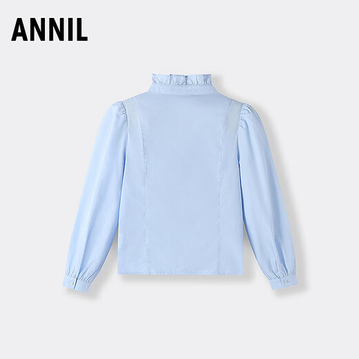 Annai children's clothing girls stand collar long-sleeved top 2025 autumn new style ocean blue 170
